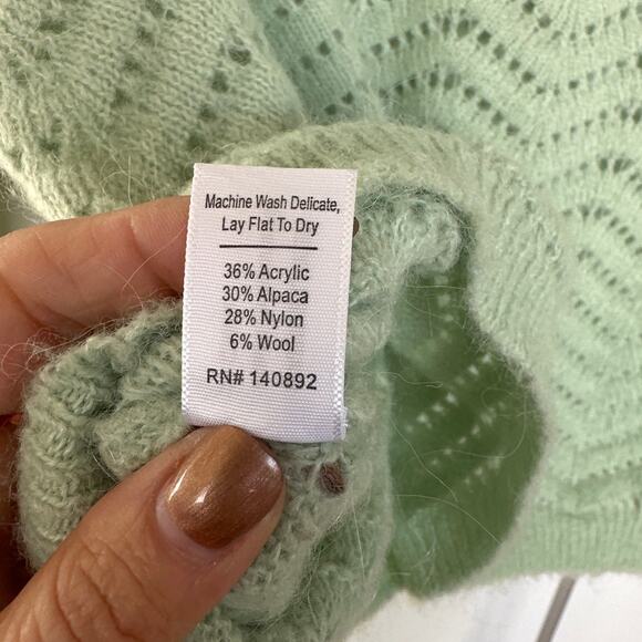 MARINE LAYER ALPACA WOOL Blend Ruby Pointelle Knit Sweater Size M, Like New - Picture 5 of 8